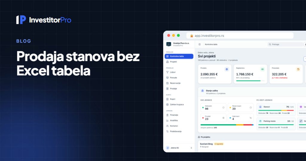 Prodaja stanova bez Excel tabela